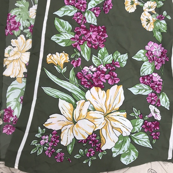 🎁 Max Studio Olive Floral Open Front Kimono Top - Picture 3 of 6